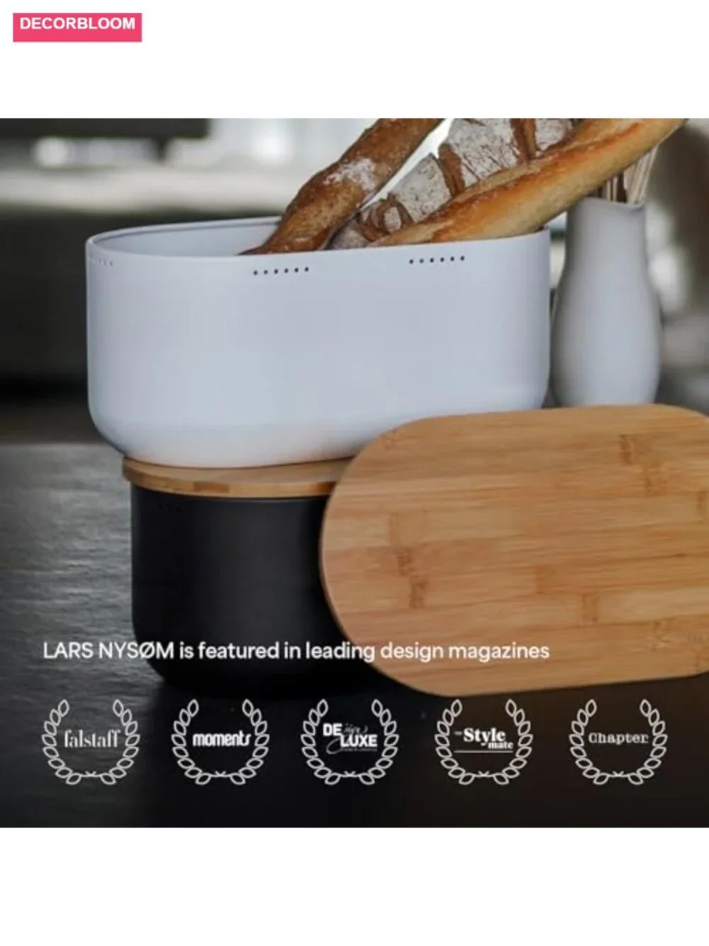 Bread Box with Bamboo Cutting Board Lid